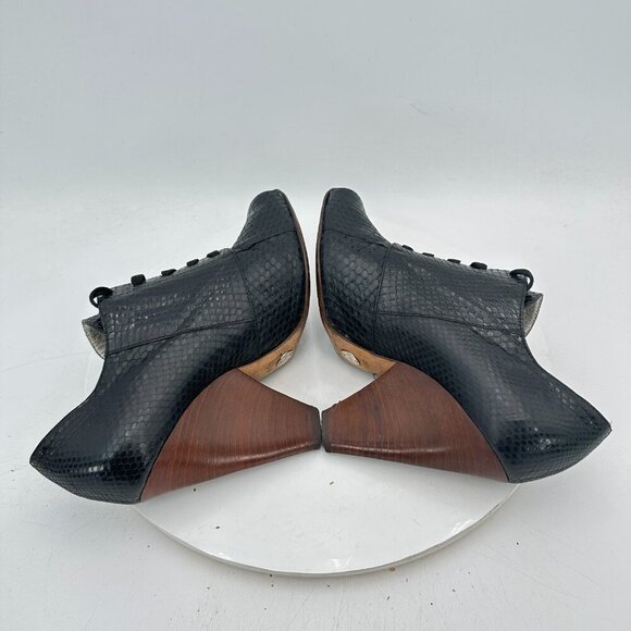 Dolce Gabbana Women Size EU 38.5 US 8.5 Black Snakeskin Leather Block High Heel - Picture 6 of 10